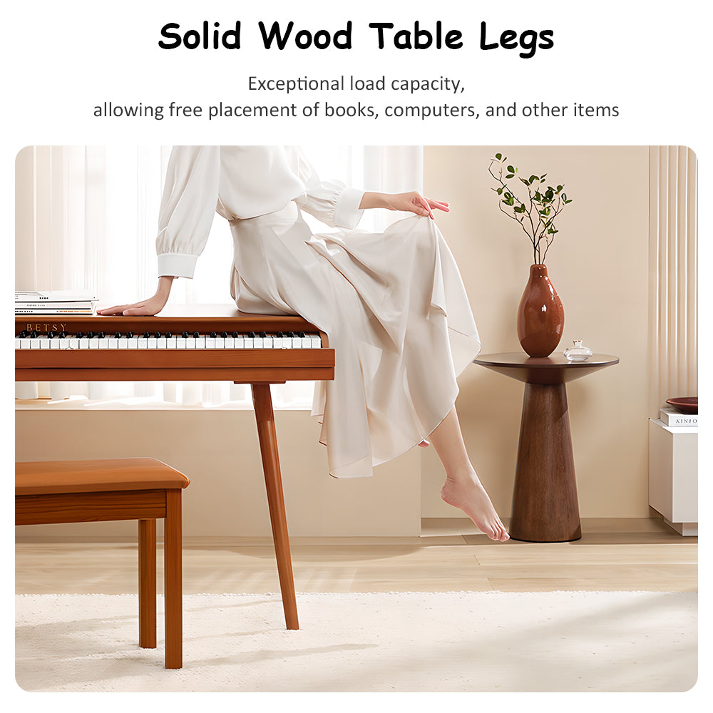 Betsy Solid Wood 88 Key Full Size Weighted 2 in 1 Digital Piano Dress Table With Bench