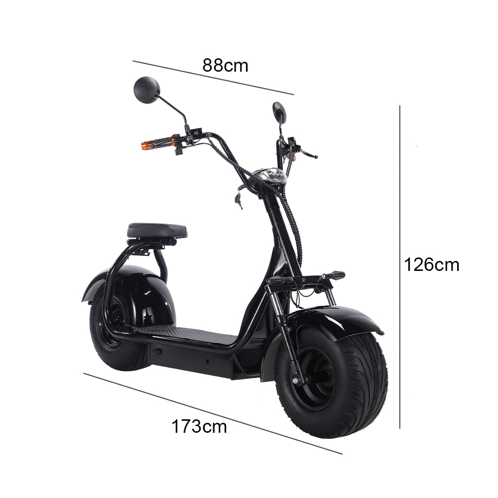Eeeza Fat-Tire Electric Scooter – 1500W 60V 12Ah Motor, Hydraulic Brakes, Heavy-Duty Frame