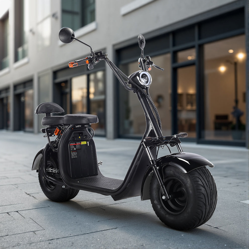 Eeeza 3000W 60V 12Ah Electric Scooter Off Road With Brushless Motor – Retro Style, Dual Seat, Hydraulic Disc Brakes
