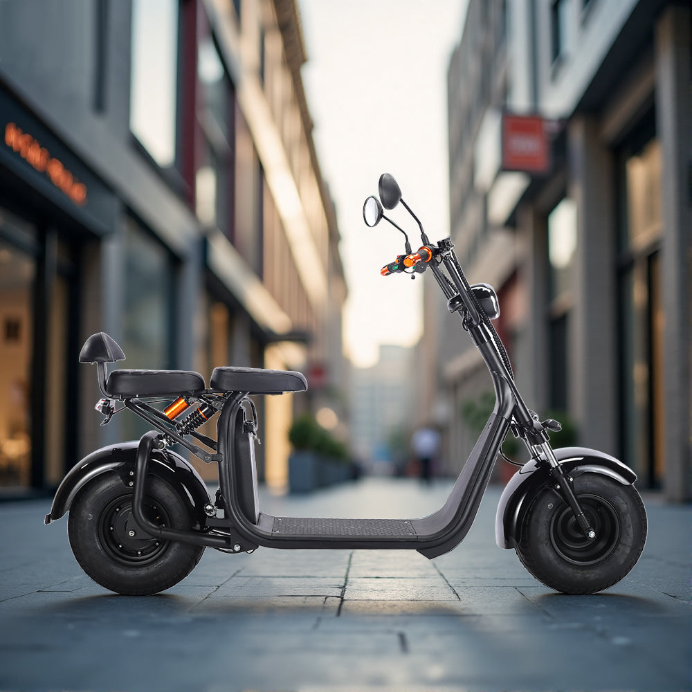Eeeza 3000W 60V 12Ah Electric Scooter Off Road With Brushless Motor – Retro Style, Dual Seat, Hydraulic Disc Brakes