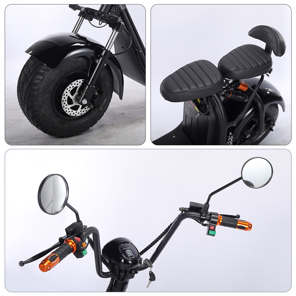 Eeeza 3000W 60V 12Ah Electric Scooter Off Road With Brushless Motor – Retro Style, Dual Seat, Hydraulic Disc Brakes