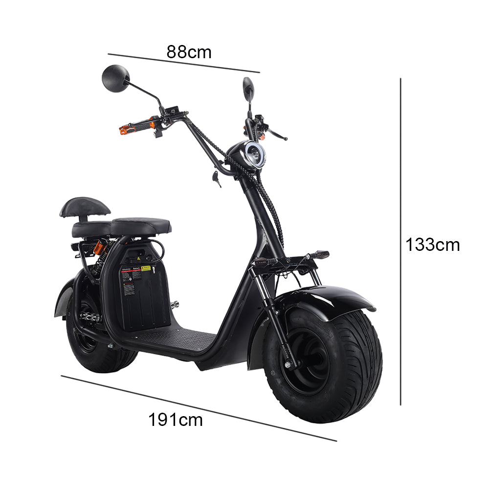 Eeeza 3000W 60V 12Ah Electric Scooter Off Road With Brushless Motor – Retro Style, Dual Seat, Hydraulic Disc Brakes