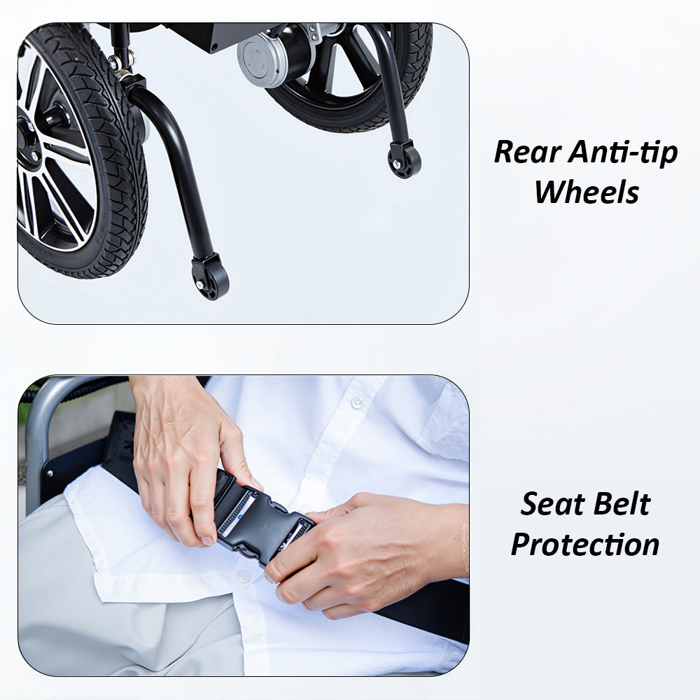 Eeeza Foldable 12Ah Dual-motor Electric Wheelchair With Aluminum Alloy Wheels