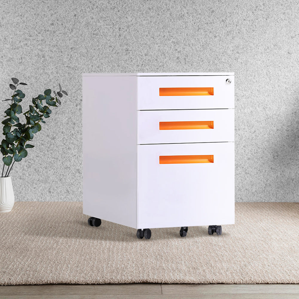 Eeeza 3 Drawers Mobile Filing Cabinet with Lock Under Desk