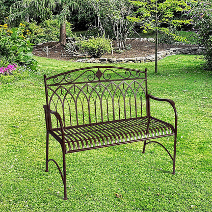 Eeeza Unique Gothic Design Outdoor Iron Frame Bench