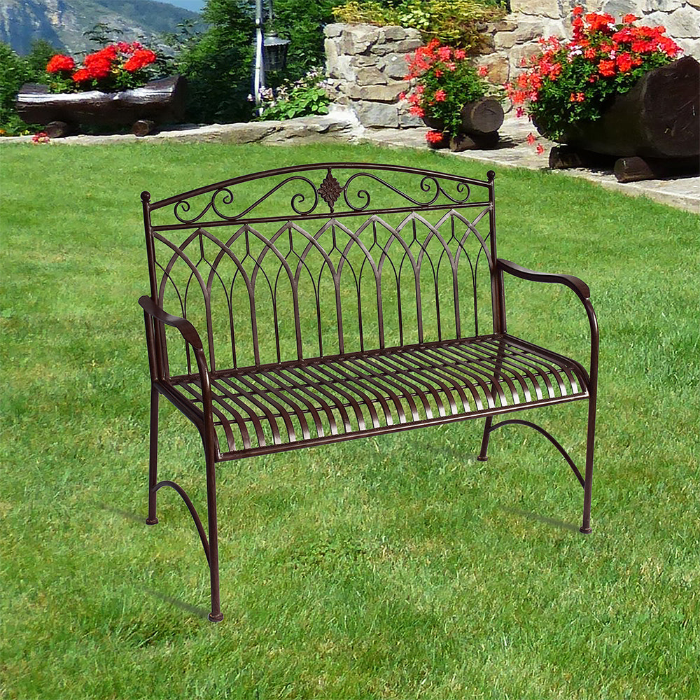 Eeeza Unique Gothic Design Outdoor Iron Frame Bench