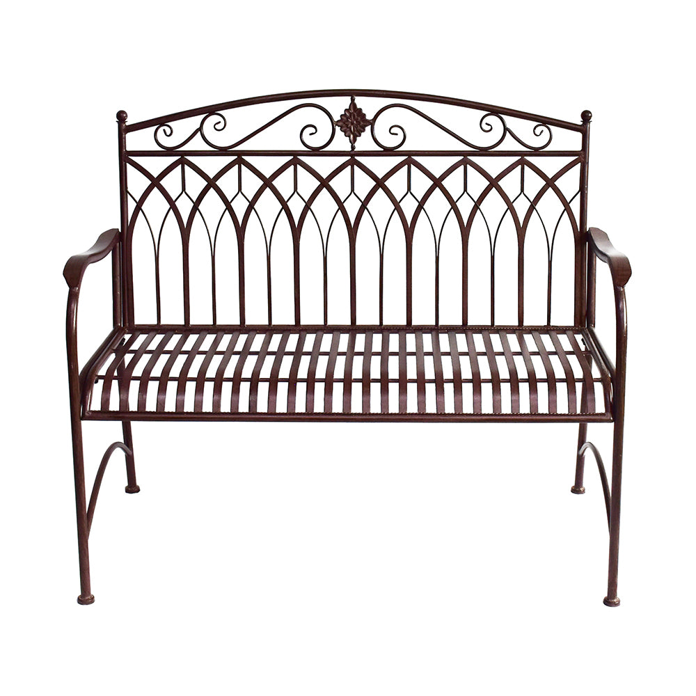 Eeeza Unique Gothic Design Outdoor Iron Frame Bench