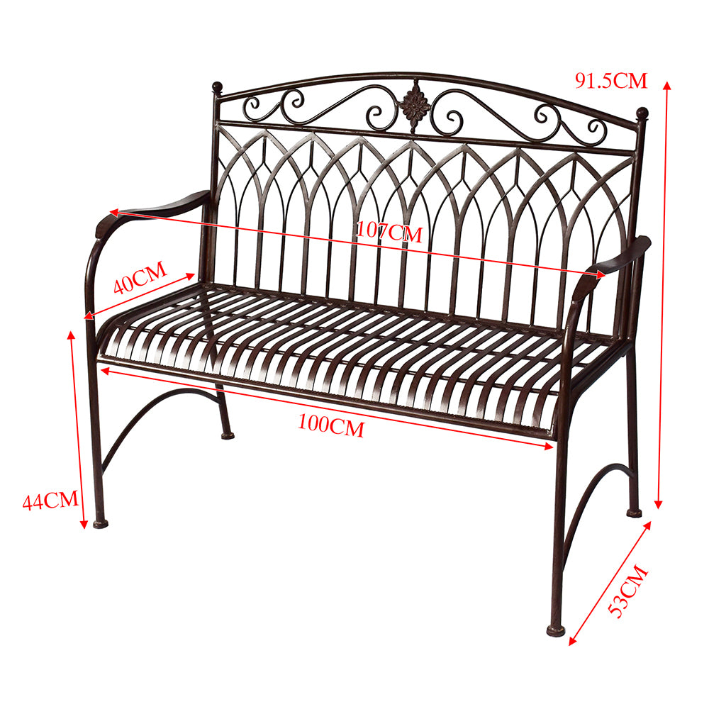 Eeeza Unique Gothic Design Outdoor Iron Frame Bench