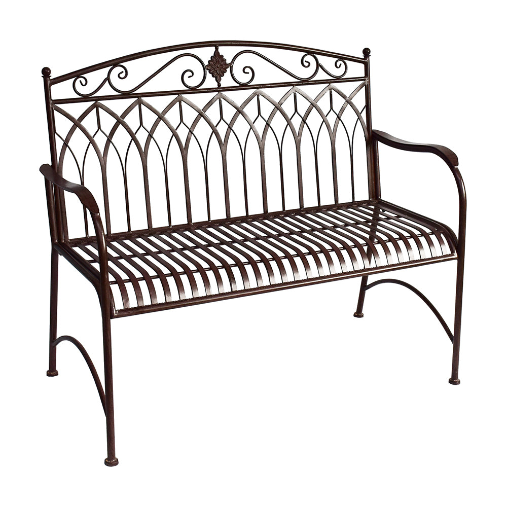 Eeeza Unique Gothic Design Outdoor Iron Frame Bench