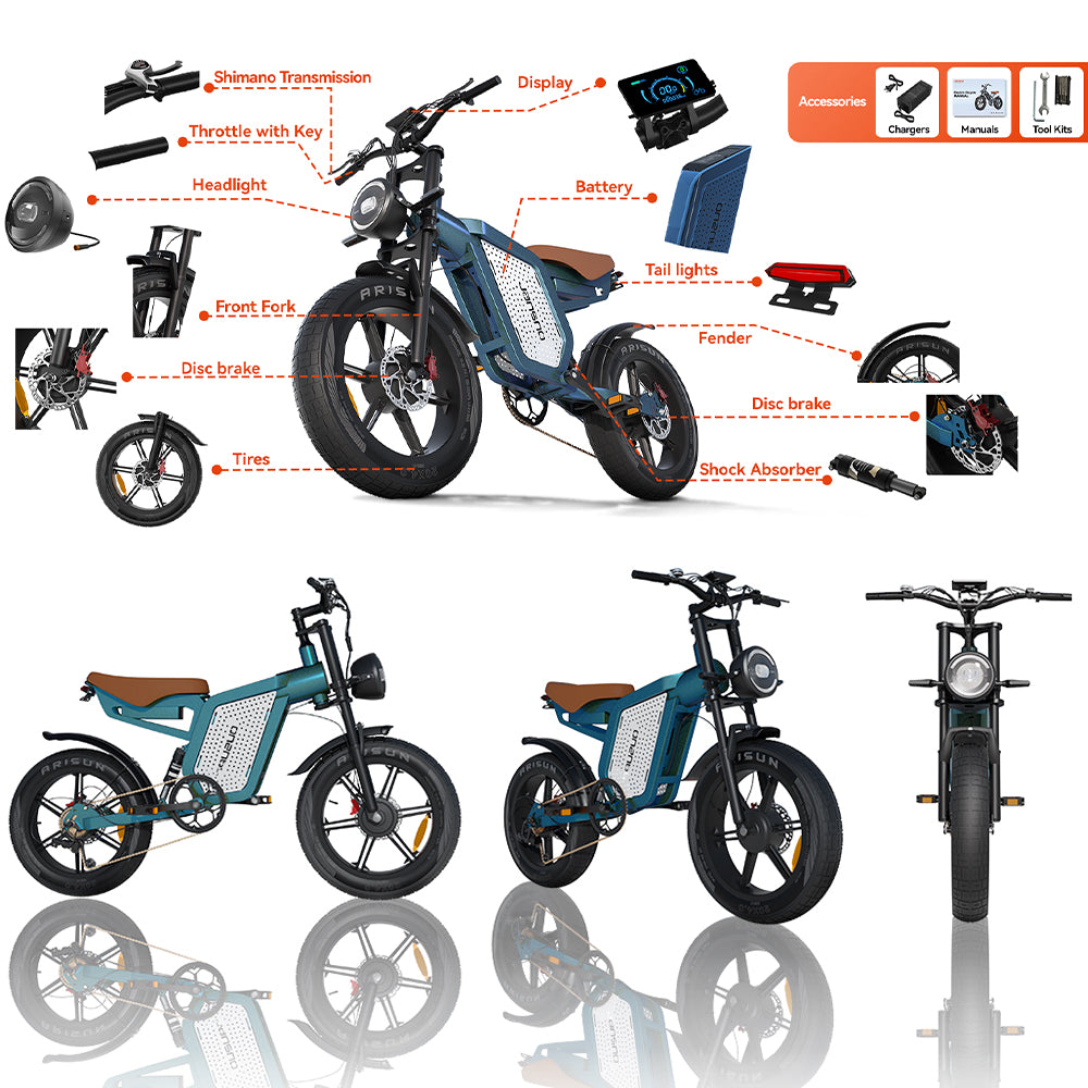 JANSNO High-Carbon Steel Electric Bicycle With 750W Brushless DC Motor