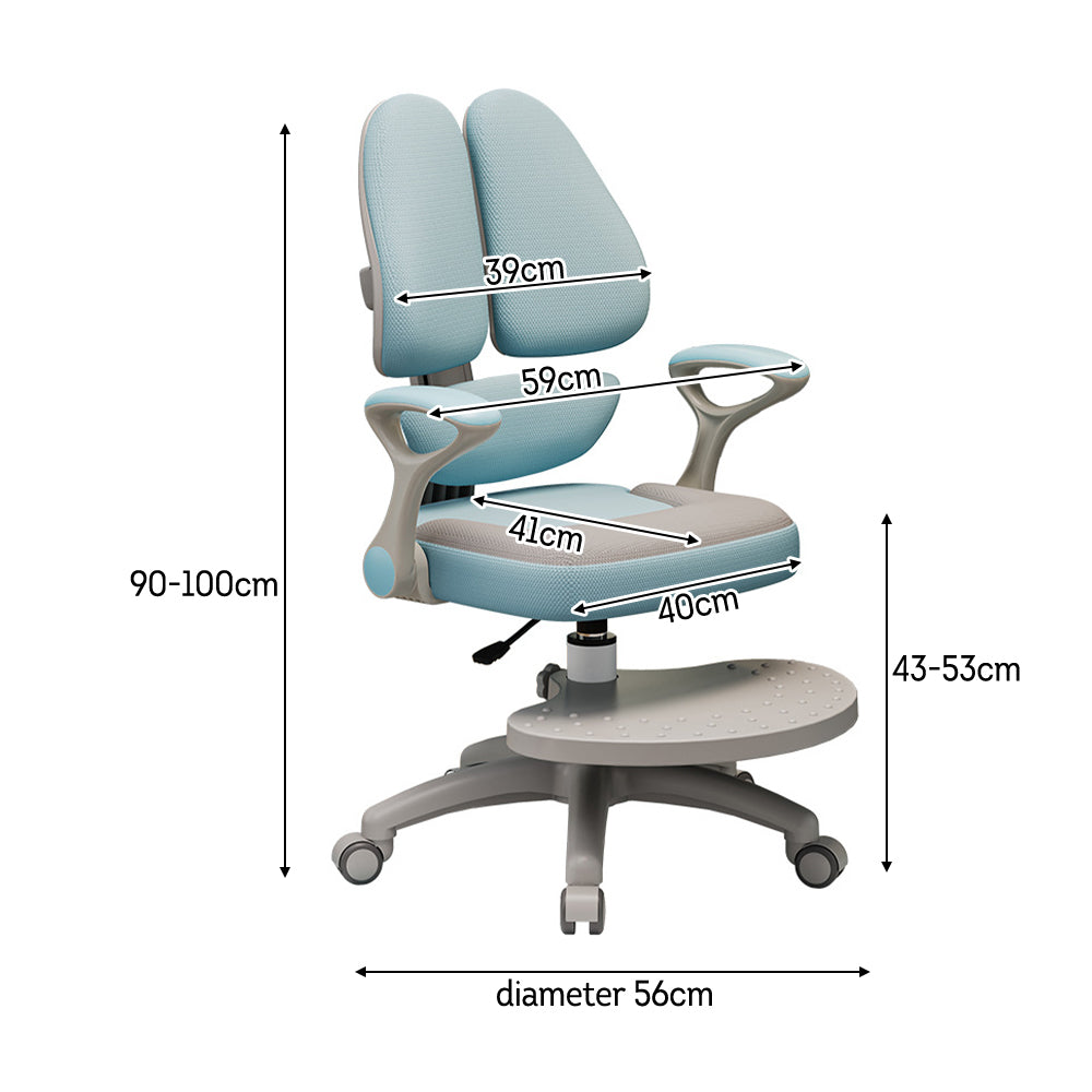Eeeza Kids Ergonomic Study Chair – Dual-Back Support, Adjustable Footrest, SGS Certified