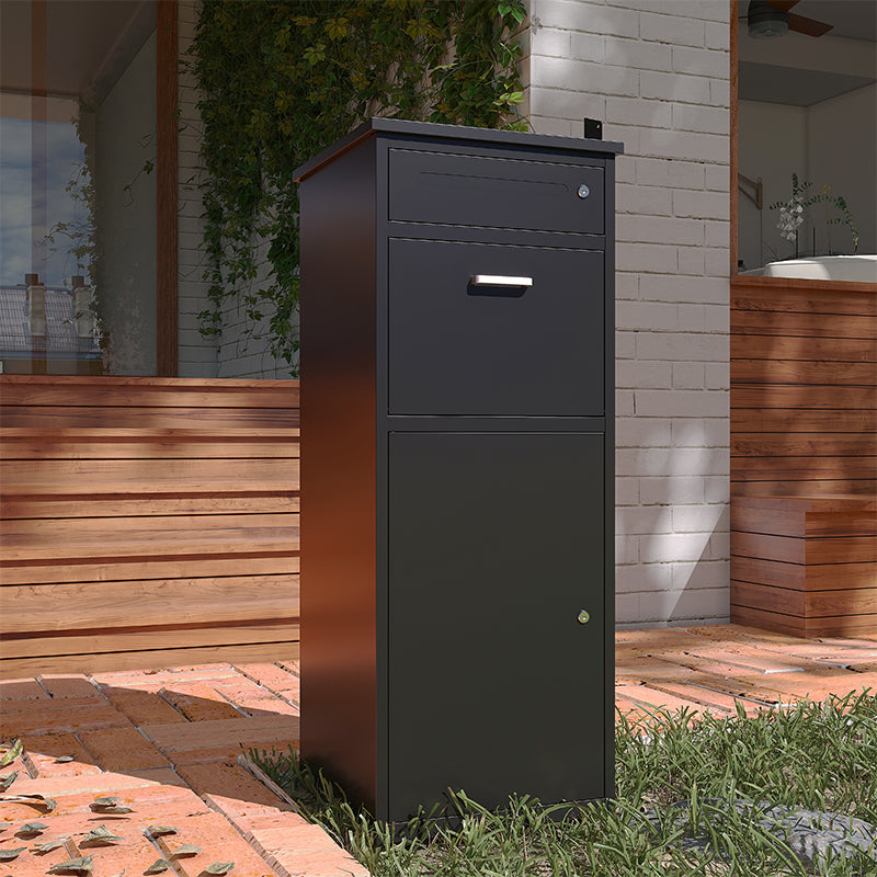 Package Delivery Box for Outside with Lock15.74"L*16.92"W*44.5"H, Heavy-Duty Steel Package Drop Box with Anti-Theft Design, Weather-Resistant, Package Mailbox for Porch Ideal for Home or Office