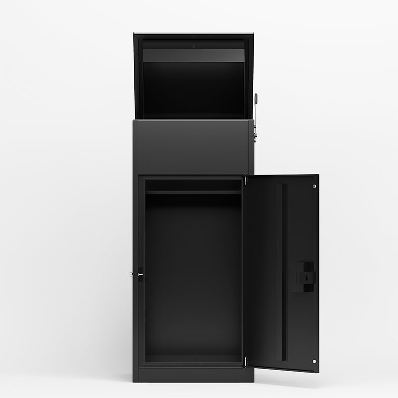 Eeeza Outdoor Lockable Parcel Delivery Box – Matte Black Steel Weatherproof 42cm & 48cm