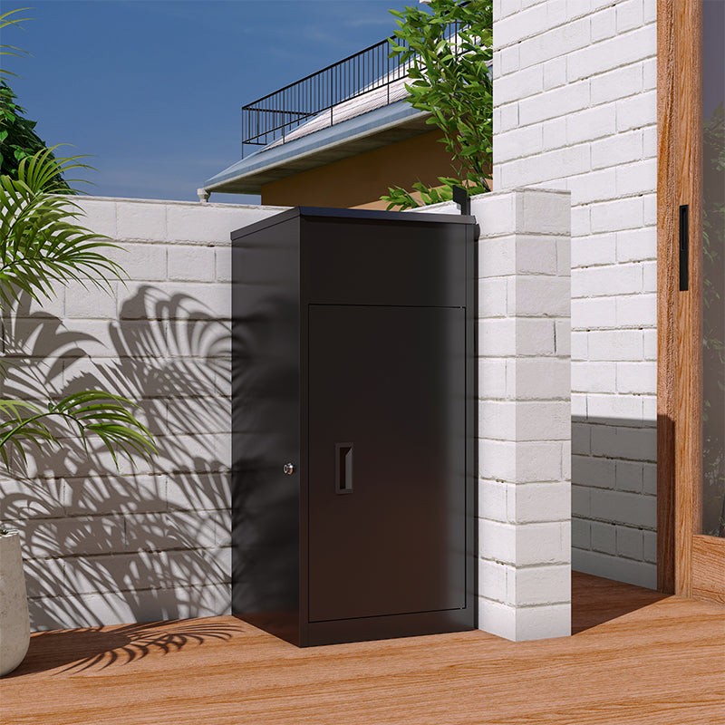Eeeza Outdoor Lockable Parcel Delivery Box – Matte Black Steel Weatherproof 42cm & 48cm