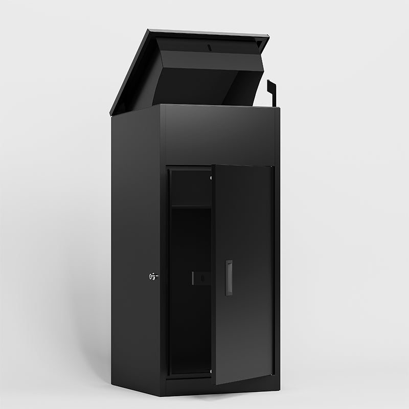 Eeeza Outdoor Lockable Parcel Delivery Box – Matte Black Steel Weatherproof 42cm & 48cm