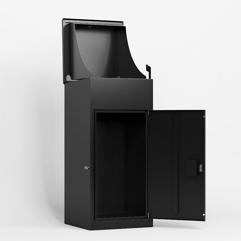 Eeeza Outdoor Lockable Parcel Delivery Box – Matte Black Steel Weatherproof 42cm & 48cm
