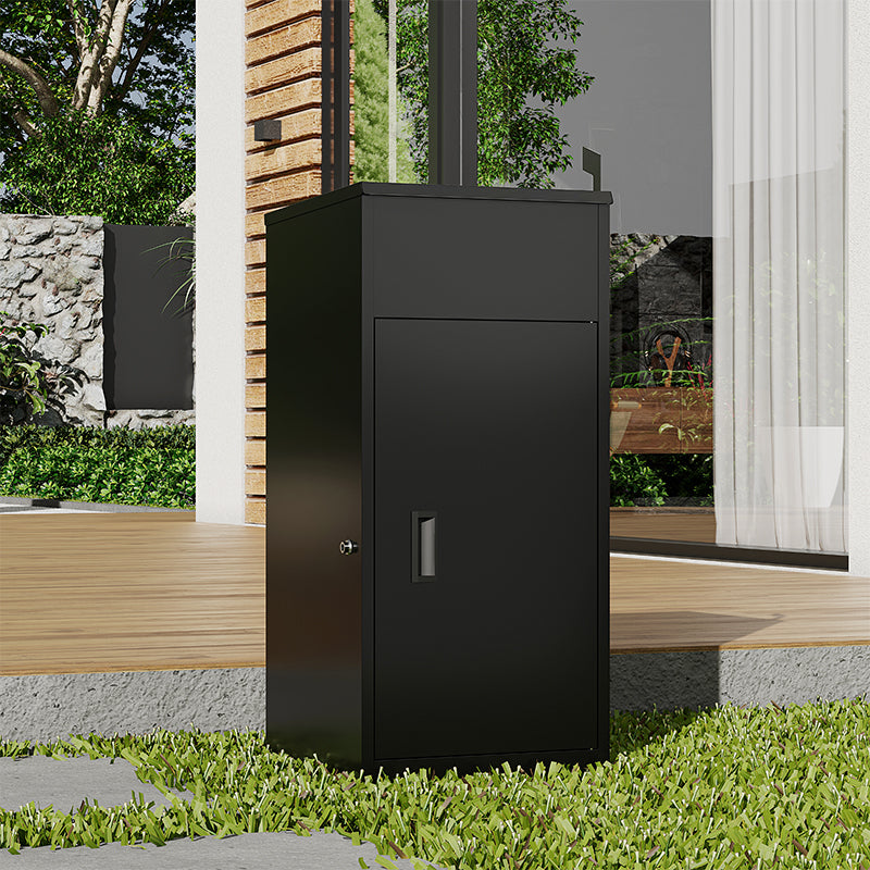 Eeeza Outdoor Lockable Parcel Delivery Box – Matte Black Steel Weatherproof 42cm & 48cm