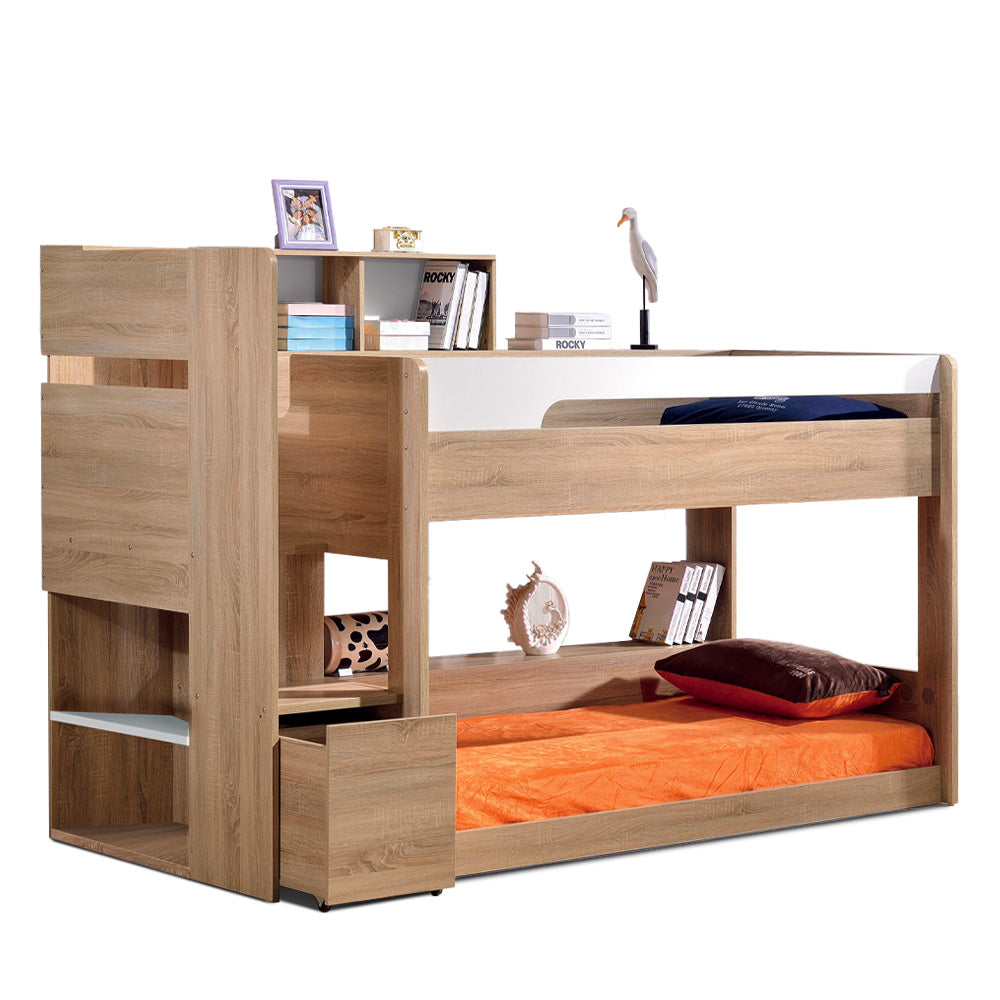 Eeeza Natural Wood-Toned Loft Bed With Spacious Storage