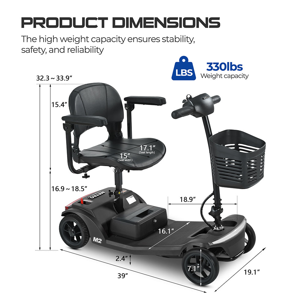 METRO MOBILITY Foldable 250W 24V Electric Mobility Scooter With Brushed Motor