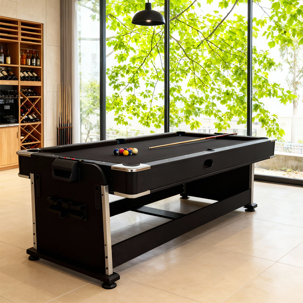 Eeeza 7FT 4 in 1 Flip Game Table with Pool Tennis Hockey Dining