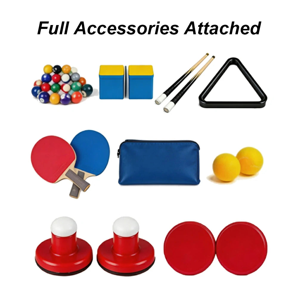 Eeeza 4 In 1 Multi-functional Game Table with Full Accessories for Home, MDF, 7Ft