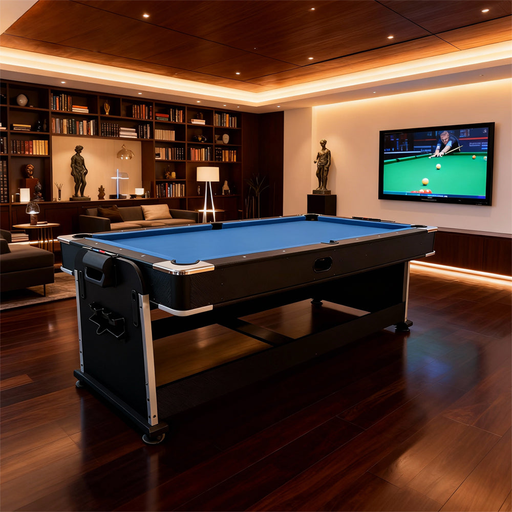 Eeeza 7FT 4 in 1 Flip Game Table with Pool Tennis Hockey Dining