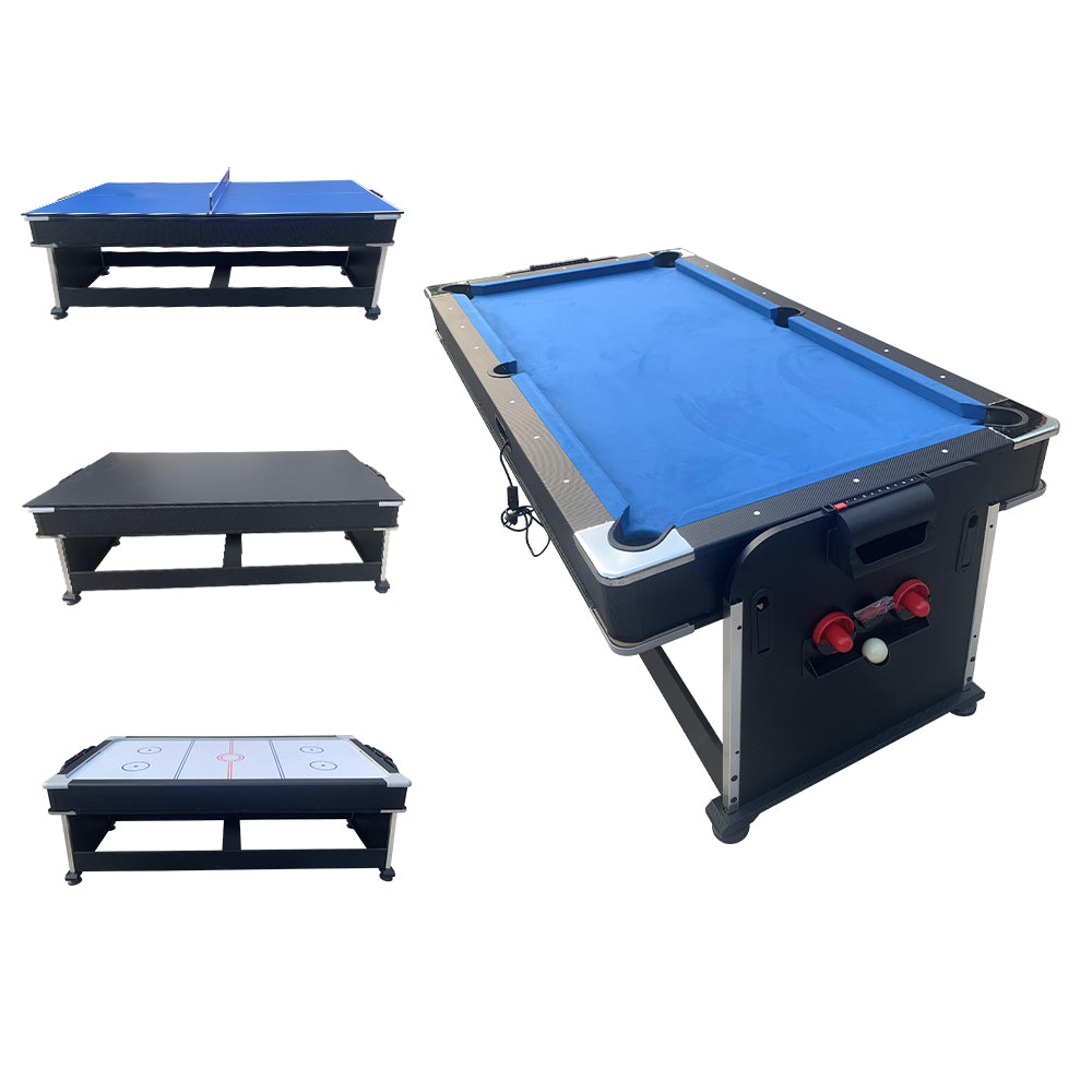 Eeeza 7FT 4 in 1 Flip Game Table with Pool Tennis Hockey Dining