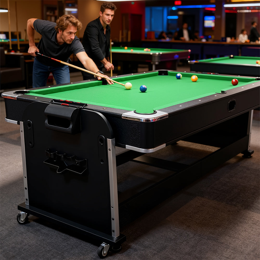 Eeeza 7FT 4 in 1 Flip Game Table with Pool Tennis Hockey Dining