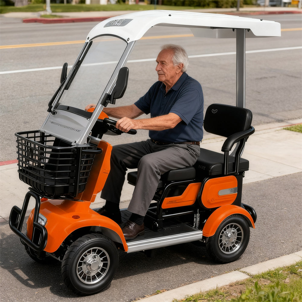 Eeeza 650W 60V 20Ah Electric Mobility Scooter with Foldable Child Seat & Adjustable Rear Bench