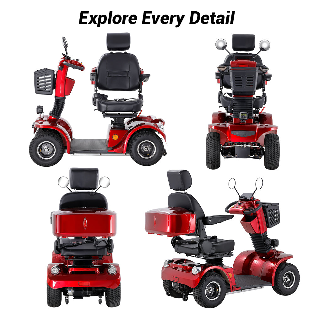 Eeeza Deluxe Mobility Scooter – 500W 48V Comfort Cruiser with Suspension Seat & Optional Canopy