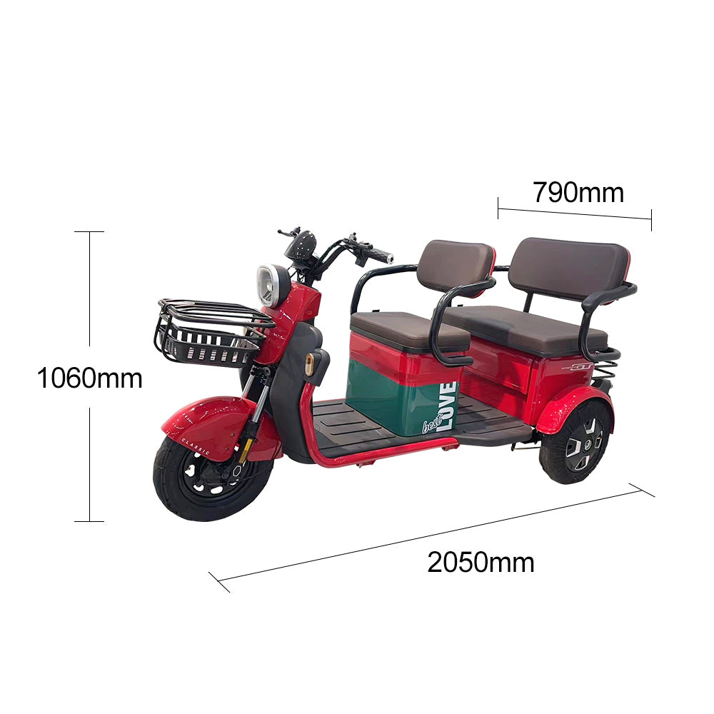 Eeeza 600W 60V 20Ah Electric Tricycle - Red