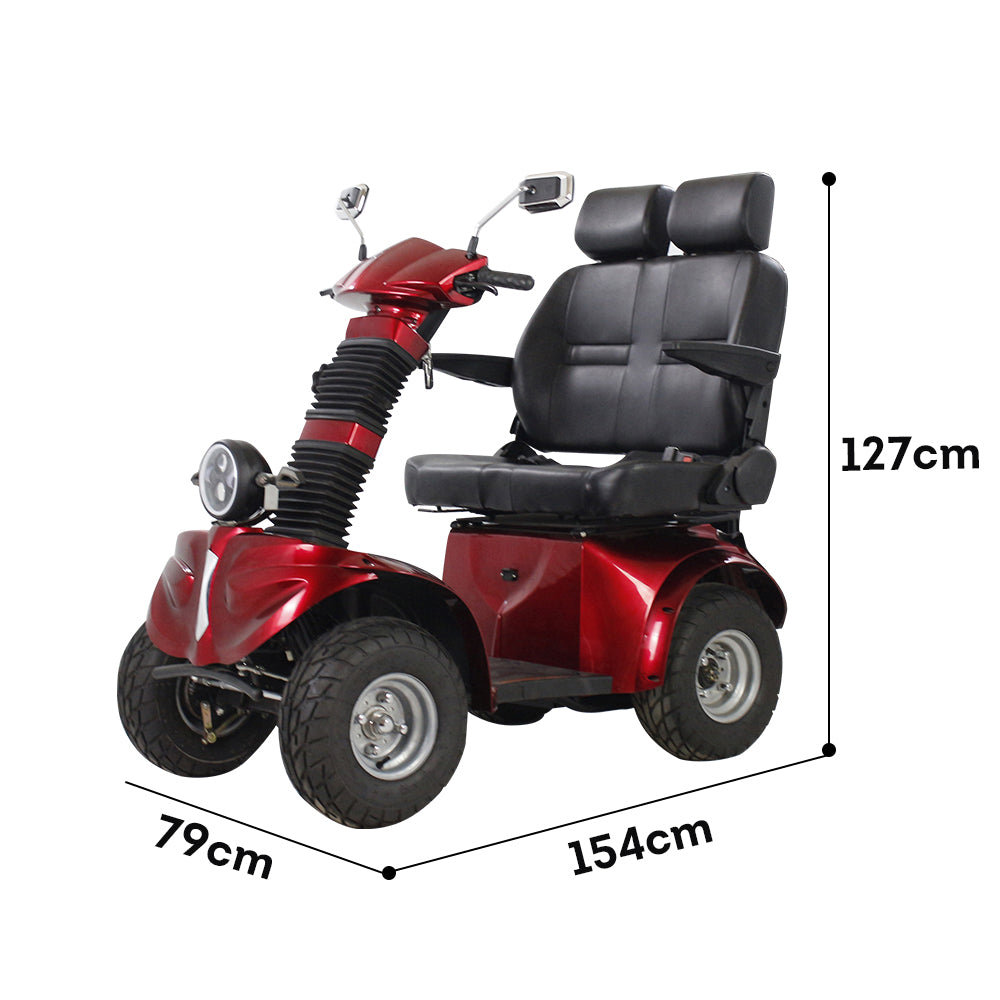 Eeeza 800W 60V 20Ah Double Seat Electric Mobility Scooter - Red