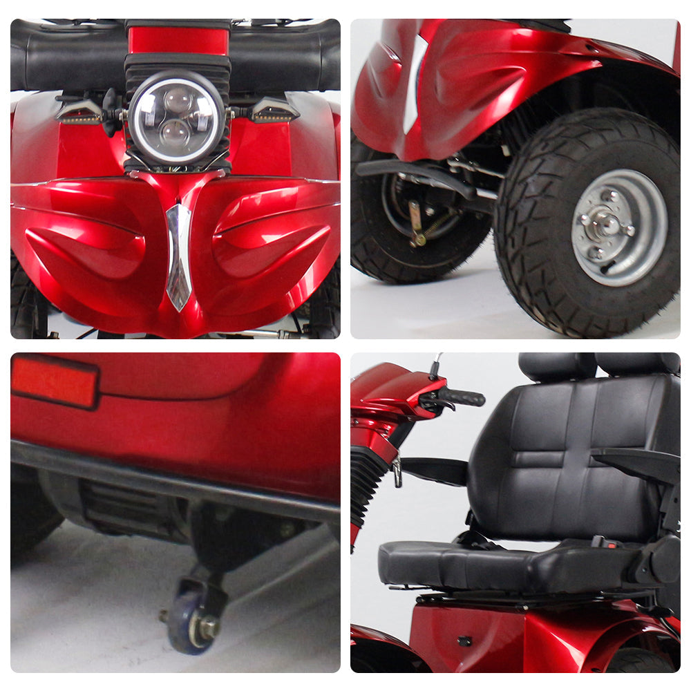 Eeeza 800W 60V 20Ah Double Seat Electric Mobility Scooter - Red