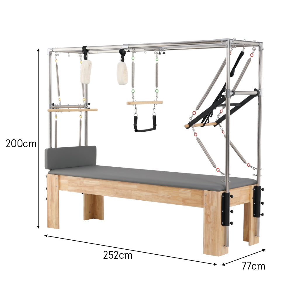 Eeeza Oak Wood Frame Pilates Cadillac Full Trapeze Table