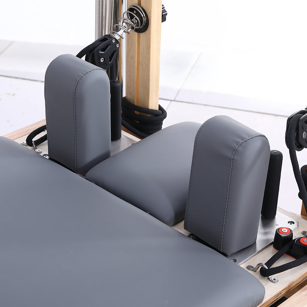 Eeeza Rubberwood Frame Pilates Reformer with Half Trapeze Table - Grey