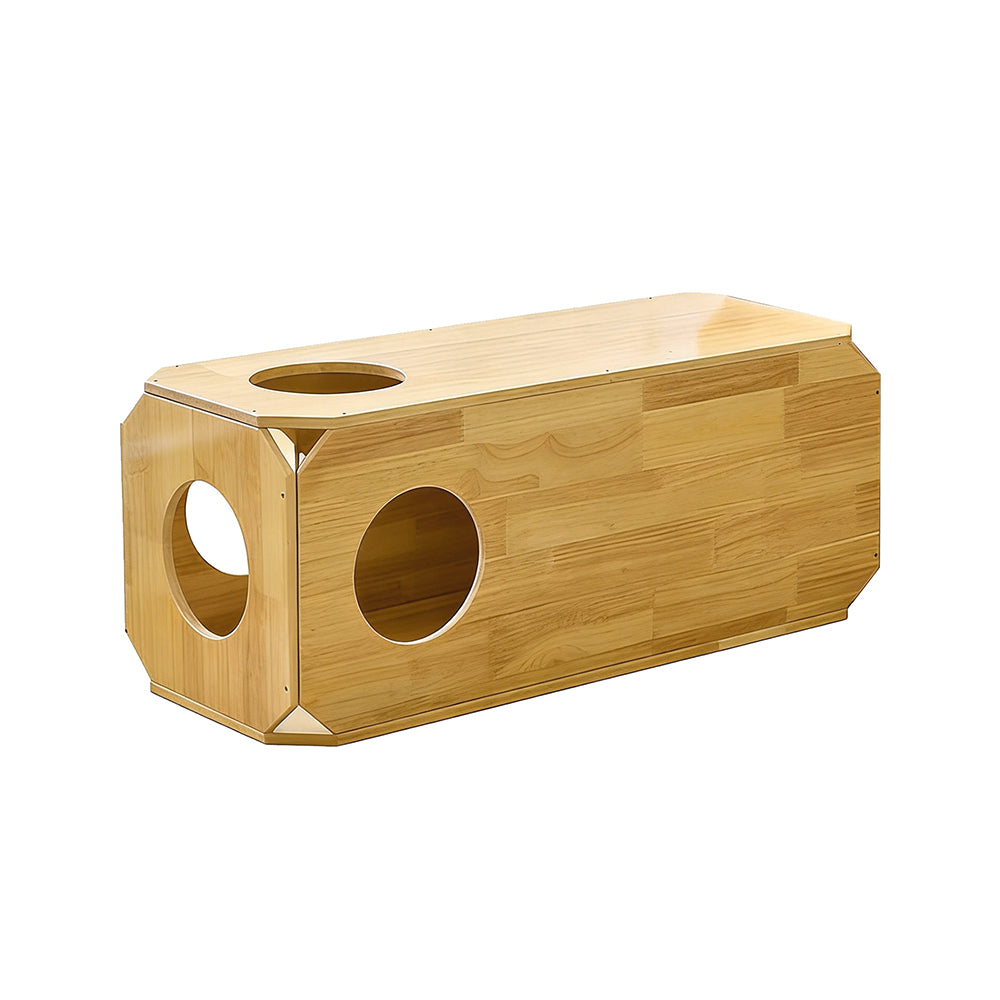 Eeeza Rubber Wood Simple Square Cat House