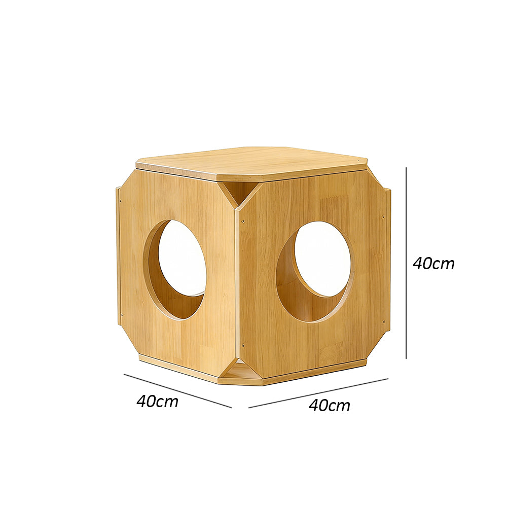 Eeeza Rubber Wood Simple Square Cat House