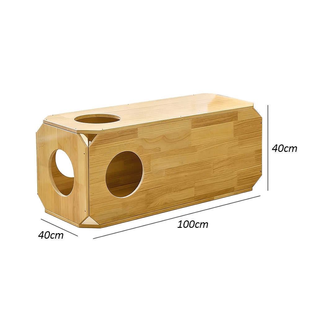 Eeeza Rubber Wood Simple Square Cat House
