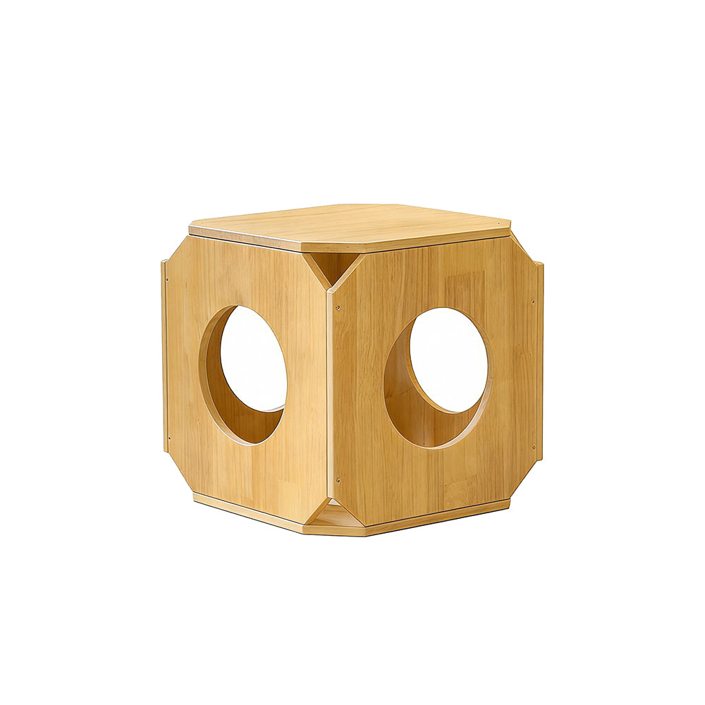 Eeeza Rubber Wood Simple Square Cat House