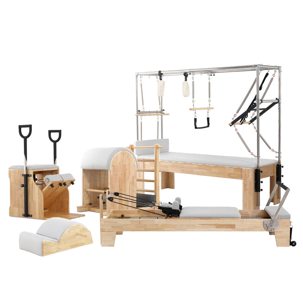 Eeeza Pilates Studio Combo Set – Full Body Training Kit with Cadillac, Reformer, Ladder Barrel, Wunda Chair & Spine Corrector