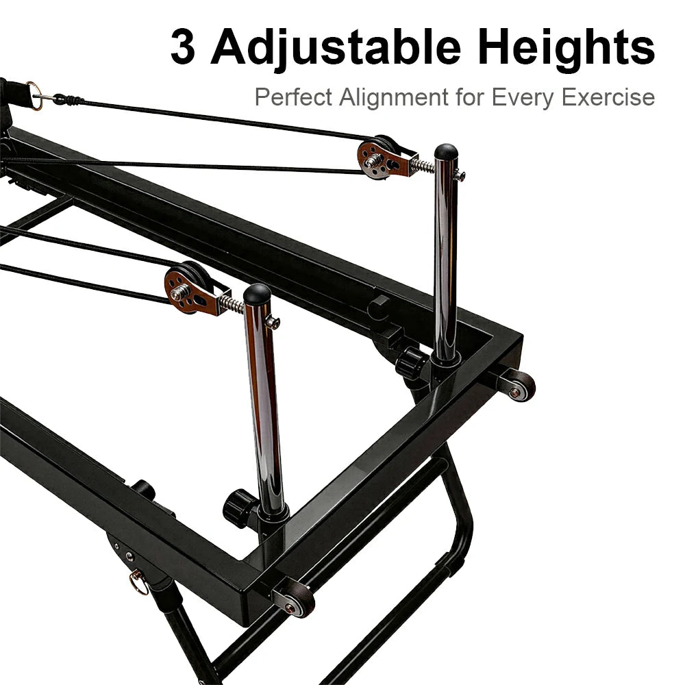 Eeeza Foldable Pilates Reformer, Silent Resistance with Adjustable Steel Frame