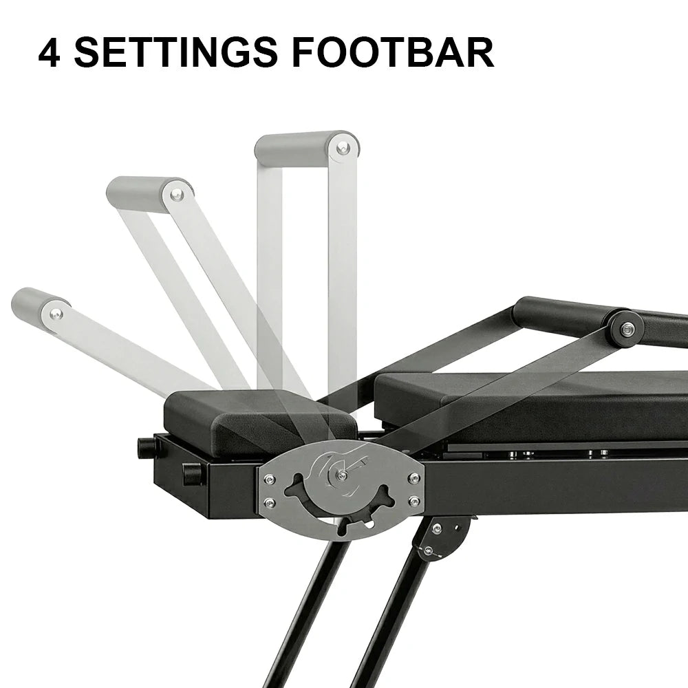 Eeeza Foldable Pilates Reformer, Silent Resistance with Adjustable Steel Frame
