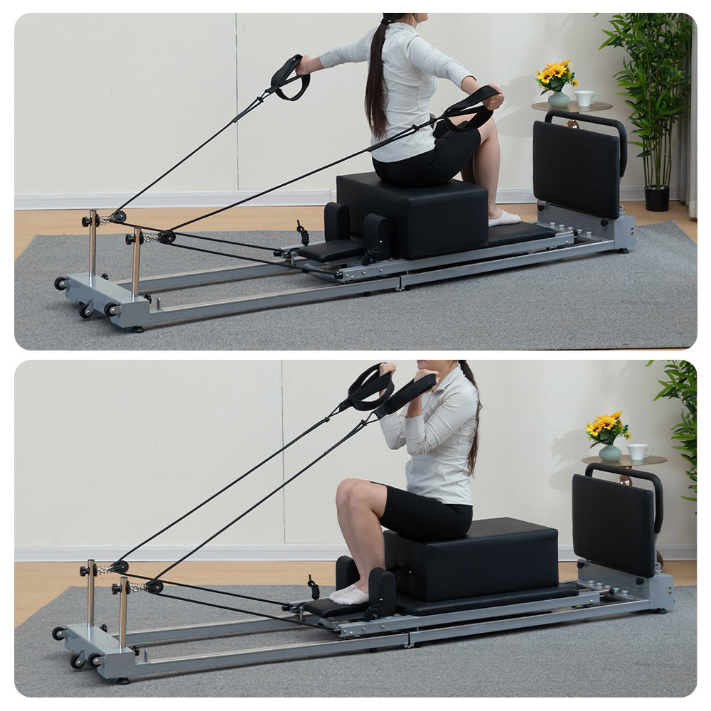 Eeeza Foldable Pilates Reformer with Steel Frame & Resistance System – Home Fitness Essential