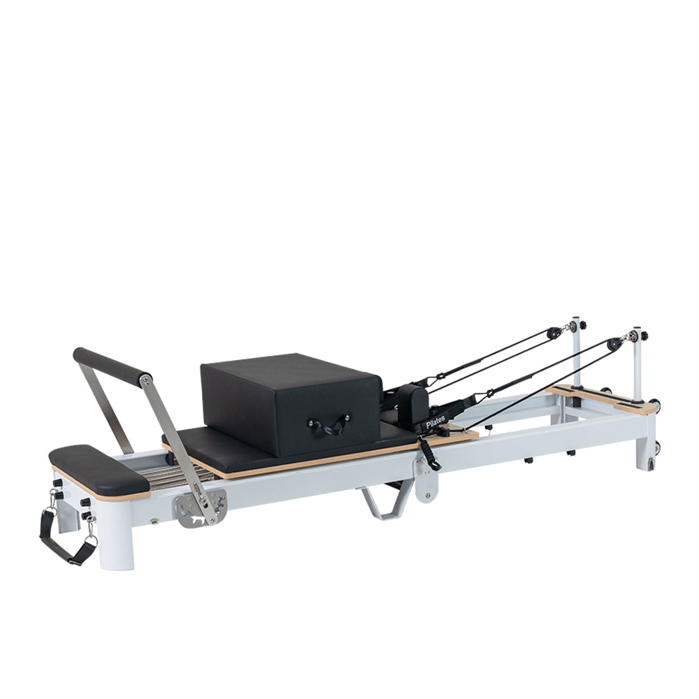 Eeeza Foldable Aluminum Reformer Pilates Bed with 6-Spring Resistance & PU Leather Cushion