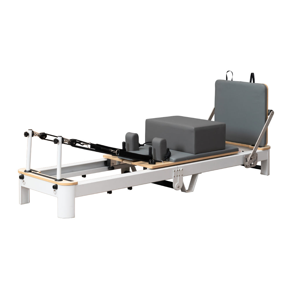 Eeeza Foldable Aluminum Reformer Pilates Bed with 6-Spring Resistance & PU Leather Cushion