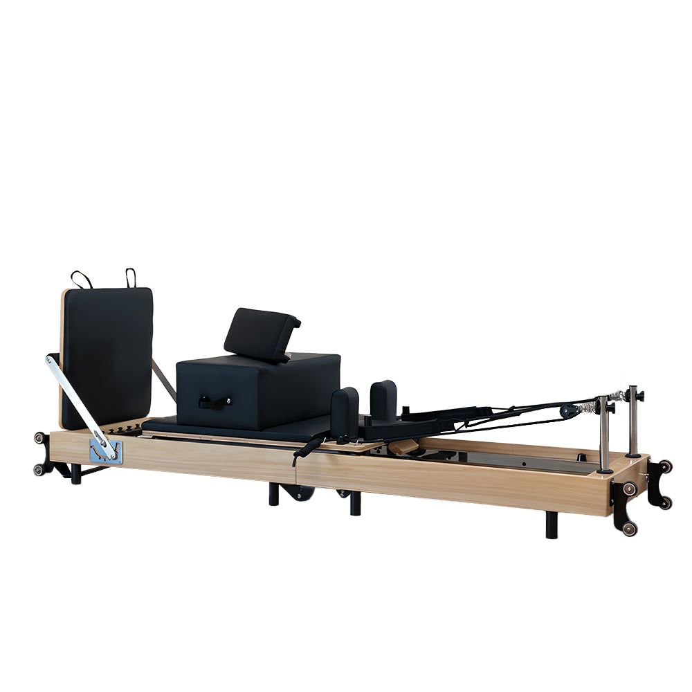 Eeeza Foldable Wooden Pilates Reformer – Solid Oak Frame with 6-Spring Resistance