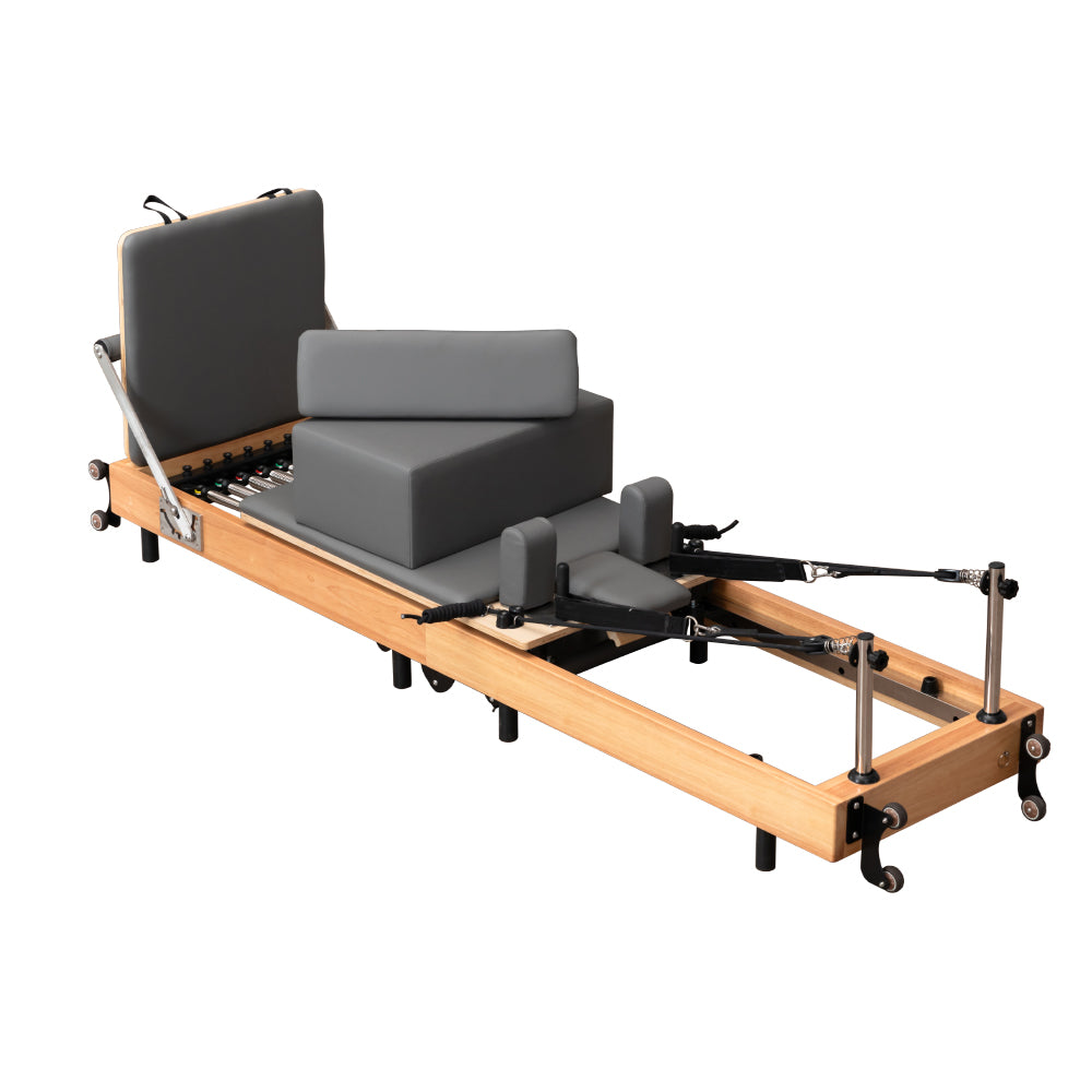 Eeeza Foldable Wooden Pilates Reformer – Solid Oak Frame with 6-Spring Resistance