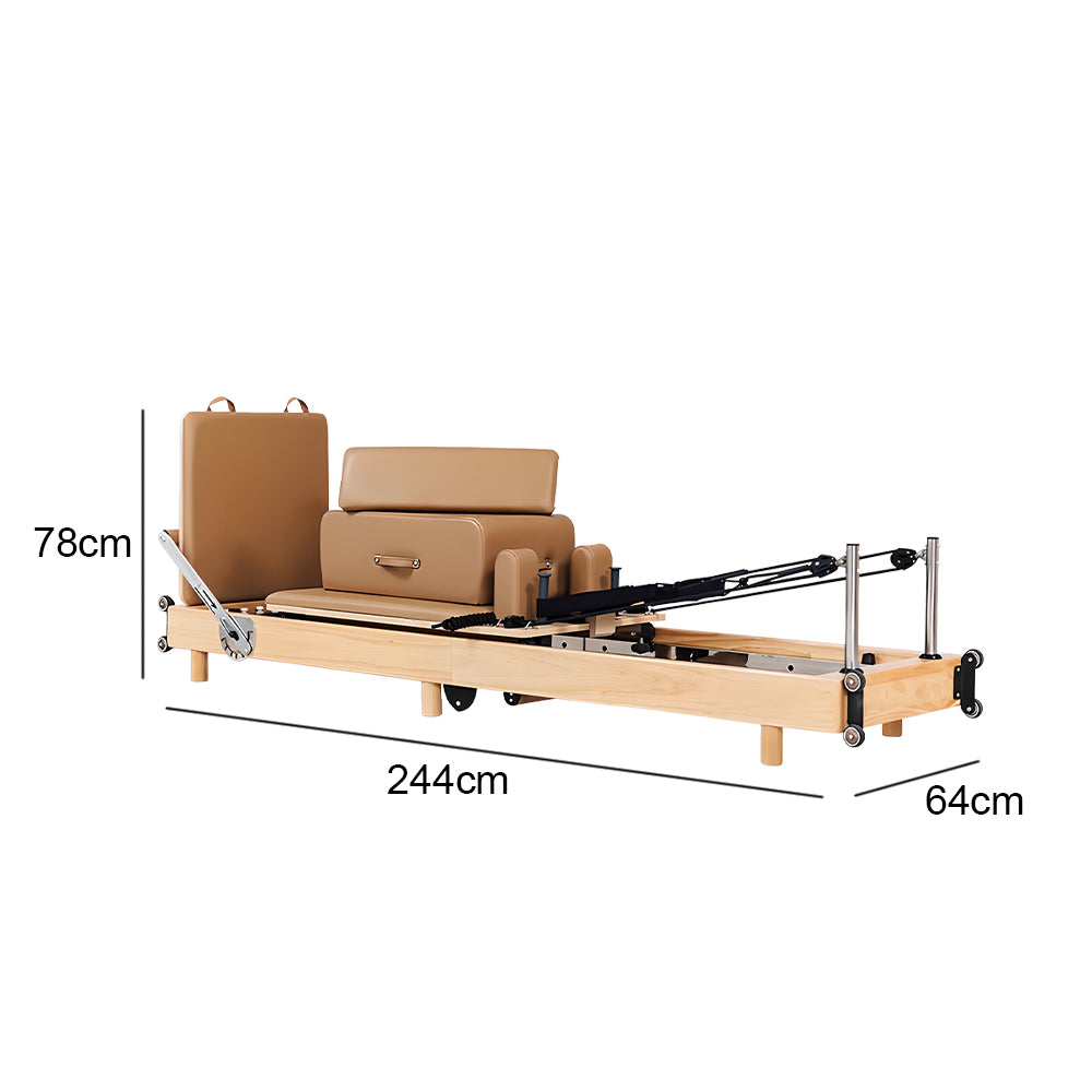 Eeeza Foldable Wooden Pilates Reformer – Solid Oak Frame with 6-Spring Resistance