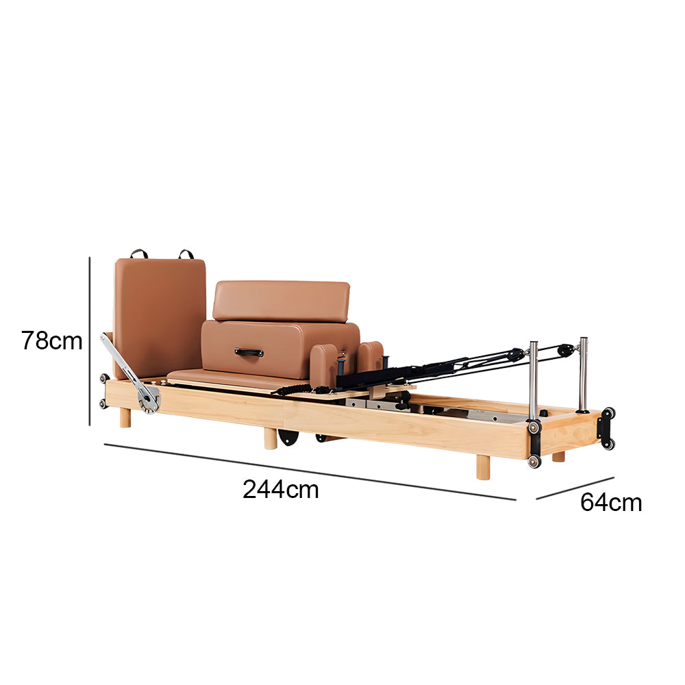 Eeeza Foldable Wooden Pilates Reformer – Solid Oak Frame with 6-Spring Resistance