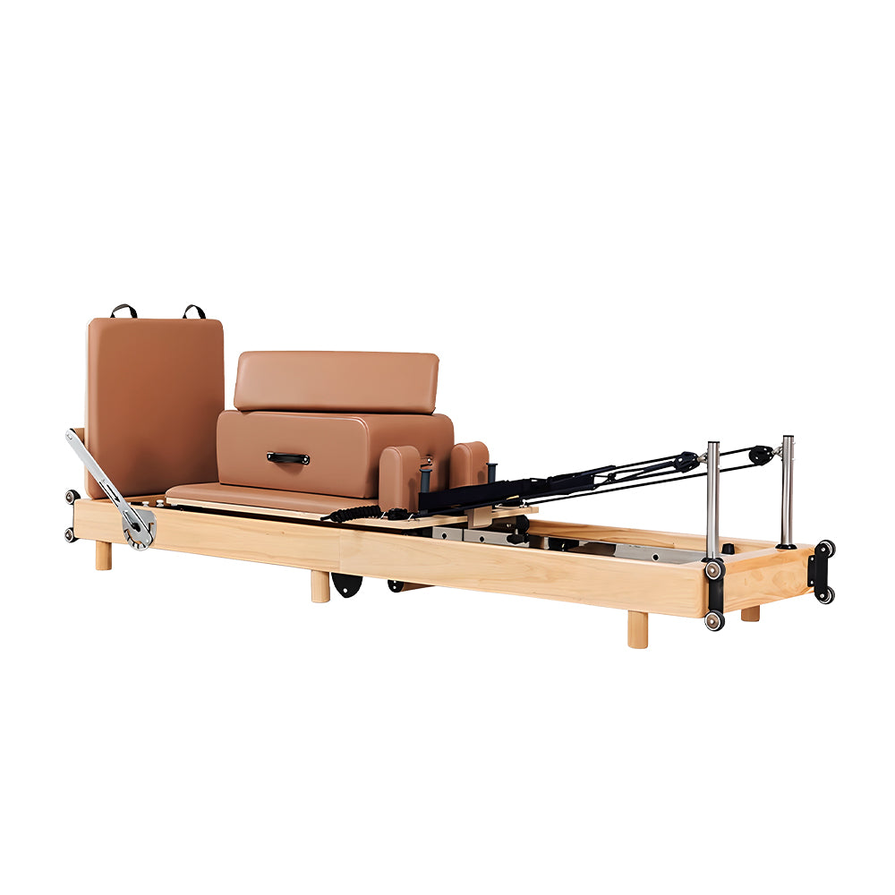 Eeeza Foldable Wooden Pilates Reformer – Solid Oak Frame with 6-Spring Resistance
